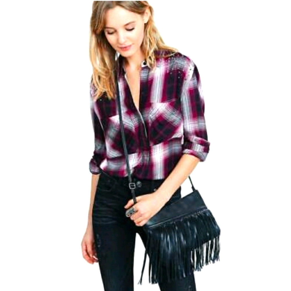 Express Studded Plaid Button Down - Picture 3 of 15
